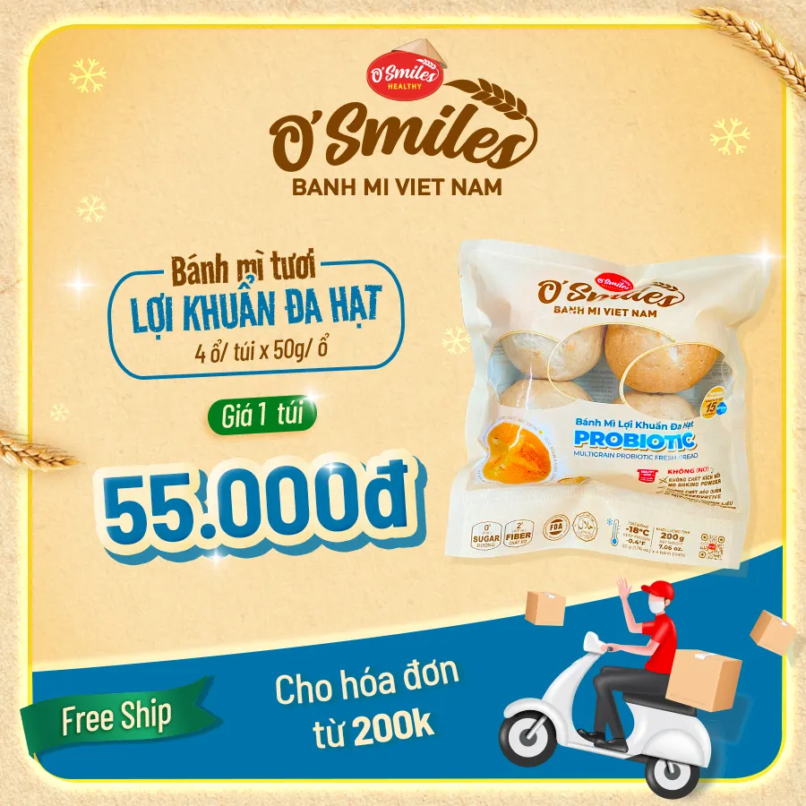 Bánh Mì Lợi Khuẩn Đa Hạt O'Smiles 200g