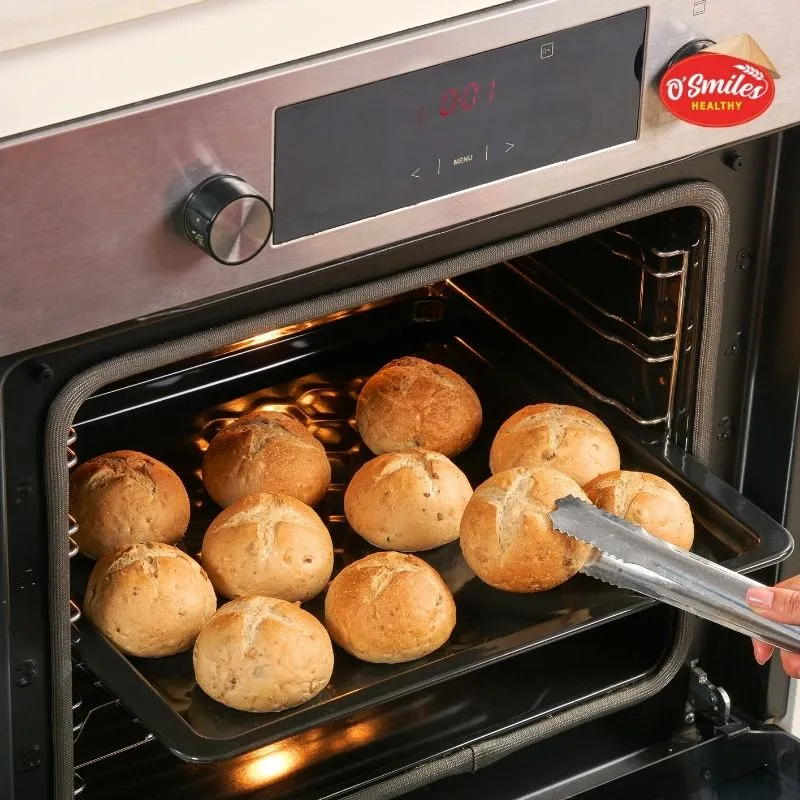 bánh mì lợi khuẩn đa hạt o'smiles trong lò nướng