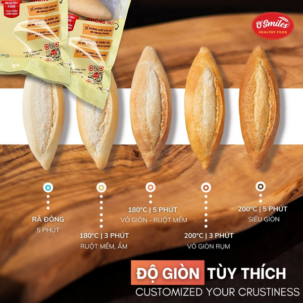 bánh mì truyền thống đông lạnh O’smiles các cấp độ giòn