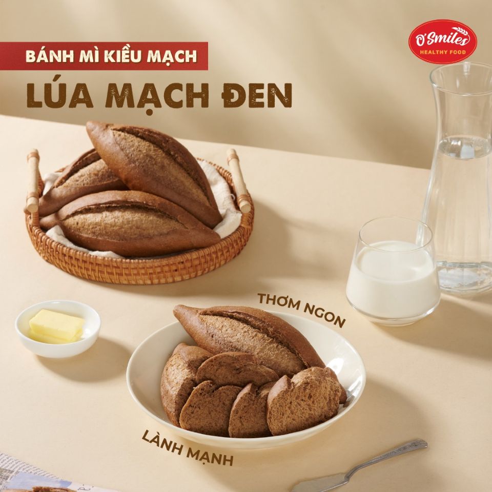 bánh mì tươi kiều mạch & lúa mạch đen O'Smiles