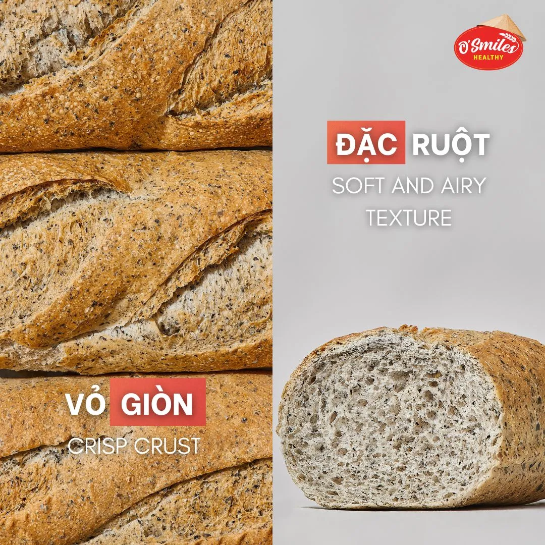 vỏ giòn ruột mềm bánh mì mè đen đông lạnh