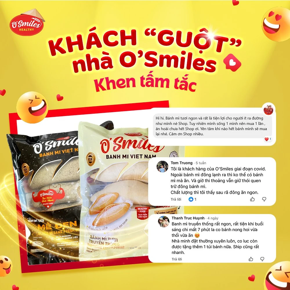 khách hàng feedback bánh mì osmiles